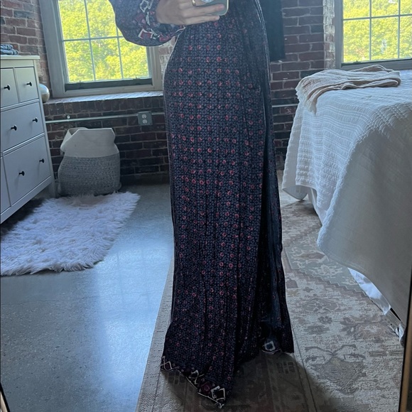 Anthropologie Purple Boho Prairie Maxi Dress XS Balloon Sleeve Pockets - Picture 2 of 12